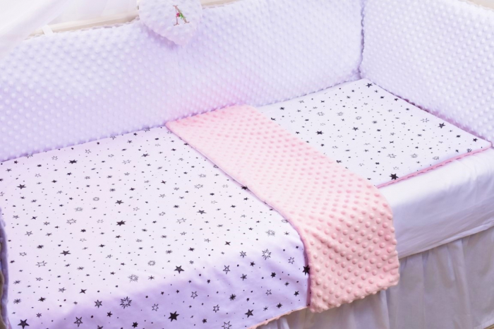 Lenjerie 3 piese model stelute si plus minky roz pal [3]