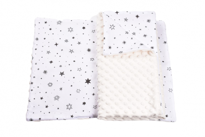 Lenjerie 3 piese patut 120x60 cm model stelute  si plus minky crem [2]