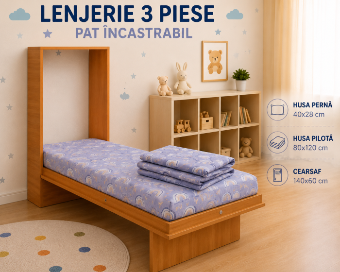 Lenjerie 3 piese patut incastrabil model curcubee blue [3]