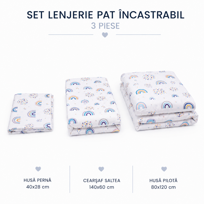 Lenjerie 3 piese patut incastrabil model curcubee colorate [4]