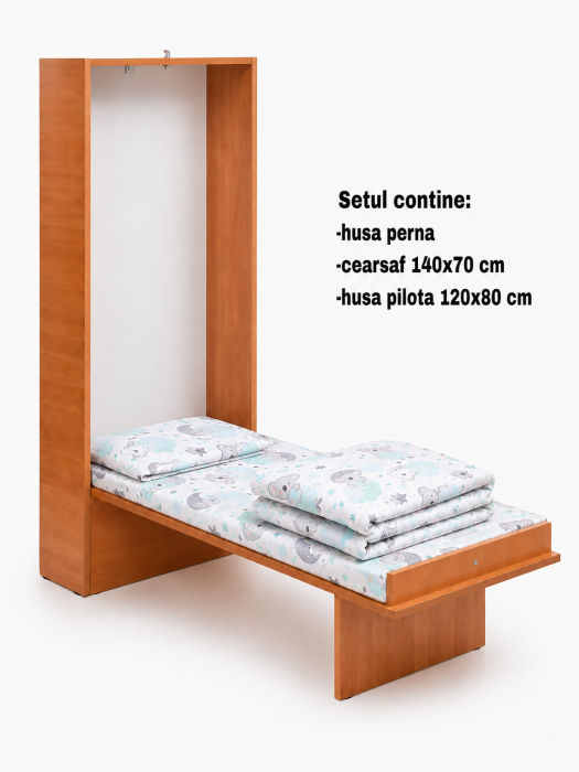 Lenjerie 3 piese patut incastrabil sau rabatabil bumbac 100% model ursulet Koala [3]