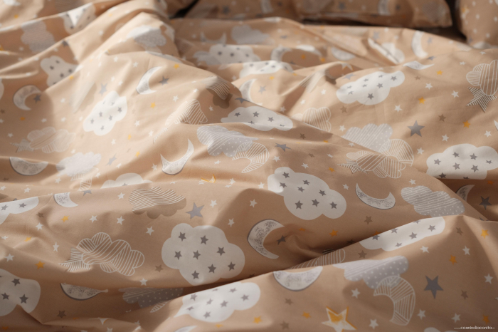 Lenjerie 3 piese patut incastrabil sau rabatabil bumbac 100% model norisori maro [4]