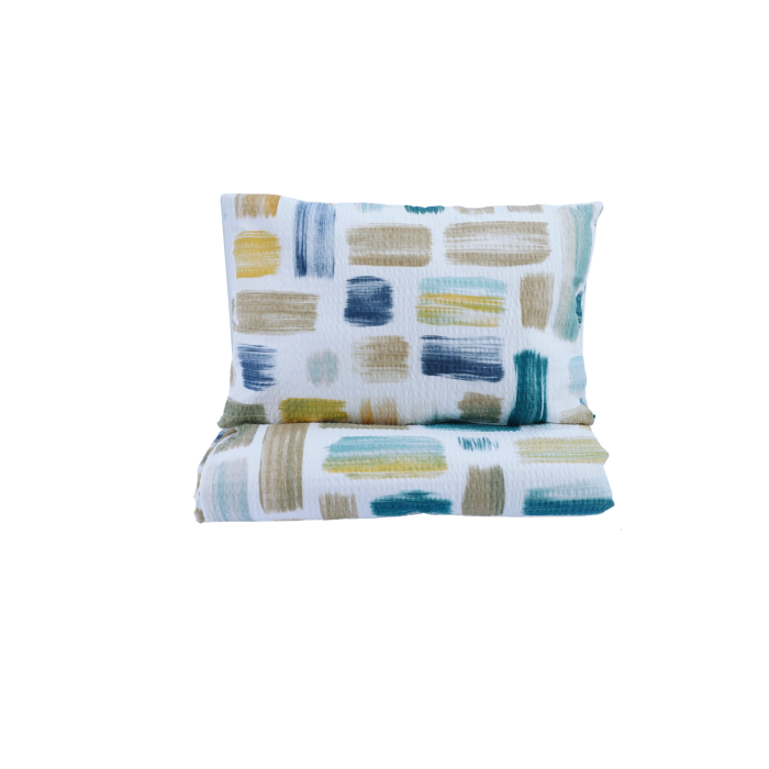 Lenjerie 3 piese patut stivuibil bumbac 100%  creponat  model forme abstracte -editie limitata [1]