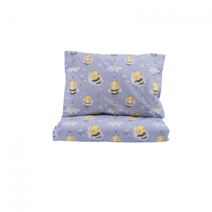 Lenjerie 3 piese patut stivuibil bumbac 100%  model albinute si floricele [1]