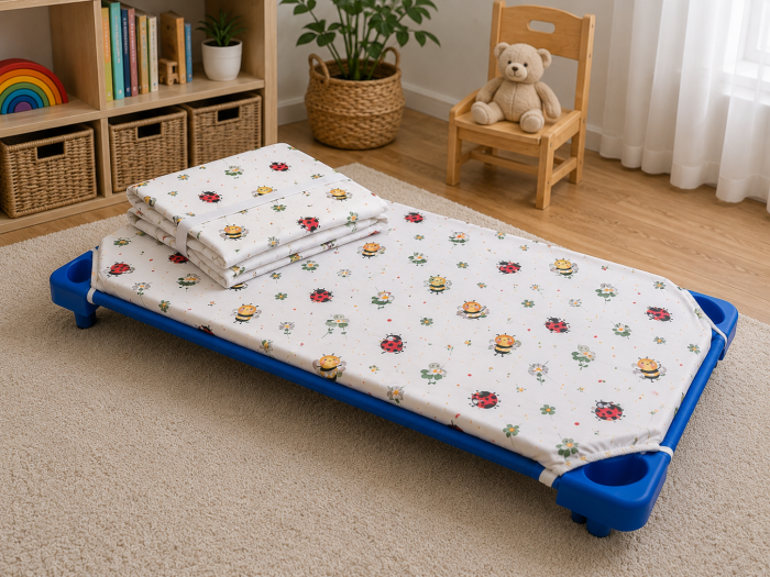 Lenjerie 3 piese patut stivuibil bumbac 100%  model albinute si buburuze [4]