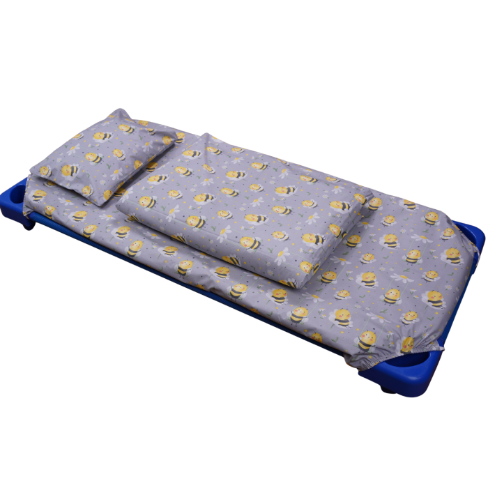 Lenjerie 3 piese patut stivuibil bumbac 100%  model albinute si floricele [4]