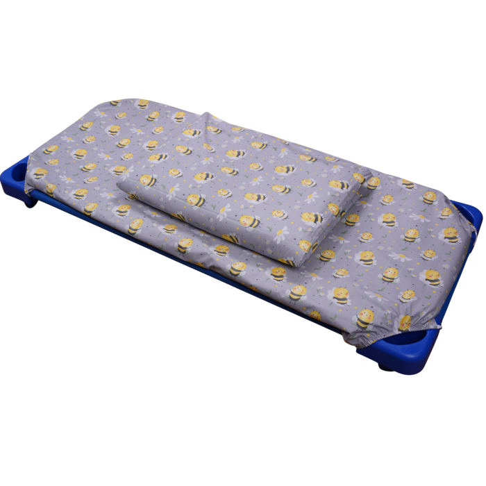 Lenjerie 3 piese patut stivuibil bumbac 100%  model albinute si floricele [3]