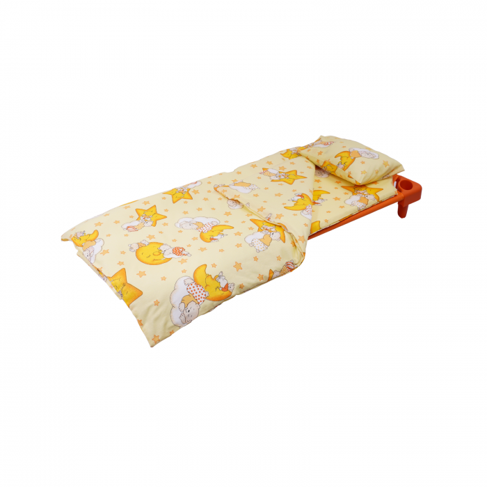 Lenjerie 3 piese patut stivuibil bumbac 100% standard, model ursuleti pe fond galben [2]