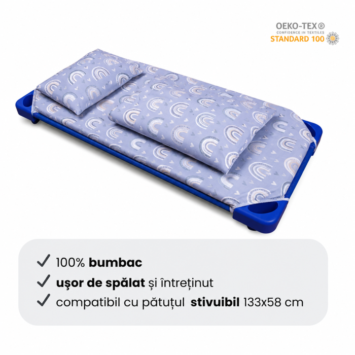 Lenjerie 3 piese patut stivuibil model curcubee blue [4]