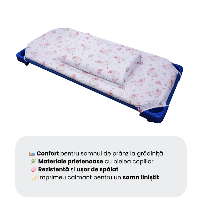 Lenjerie 3 piese patut stivuibil model unicorni roz [2]