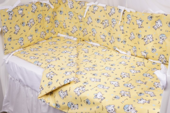 Lenjerie 5 piese patut 120x60 cm bumbac 100% model pisicute [2]
