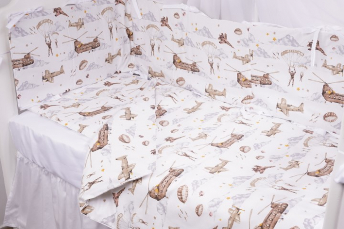 Lenjerie 5 piese patut 120x60 cm bumbac 100% model soldatei maro [2]