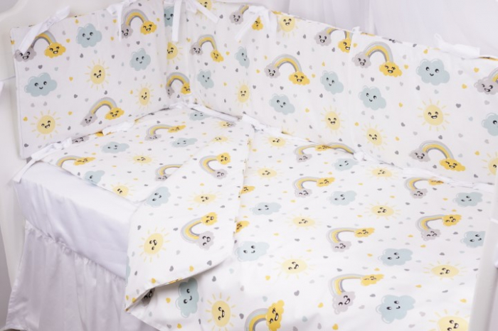 Lenjerie 5 piese patut 120x60 cm bumbac 100% model curcubee si norisori [2]
