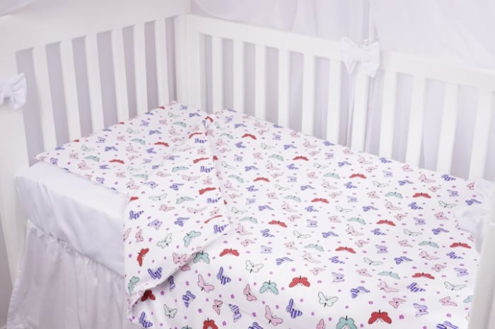 Lenjerie 6 piese patut 120x60 cm bumbac 100% model fluturasi multicolori [2]