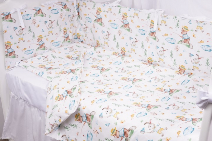 Lenjerie 5 piese patut 120x60 cm bumbac 100% model iepurasi galben [2]