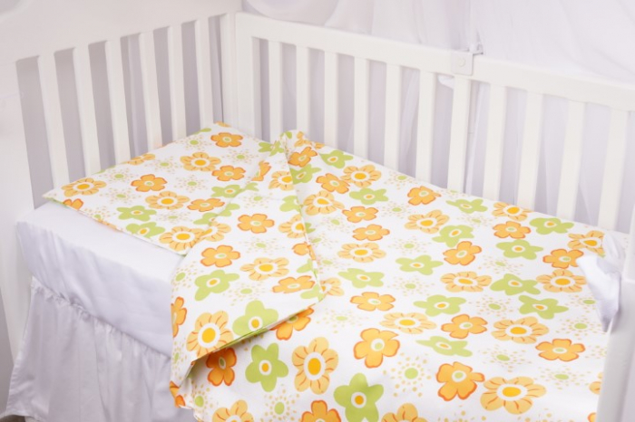 Lenjerie 6 piese patut 120x60 cm bumbac 100% model iepurasi si flori [2]
