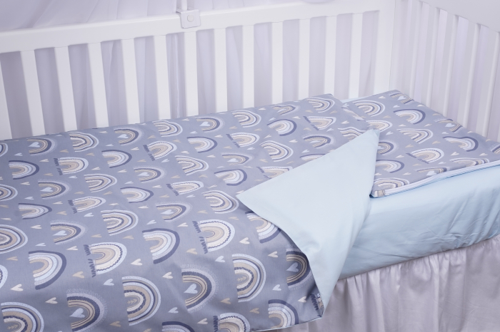 Lenjerie 3 piese bumbac 100% model curcubee blue patut 120x60 cm [4]