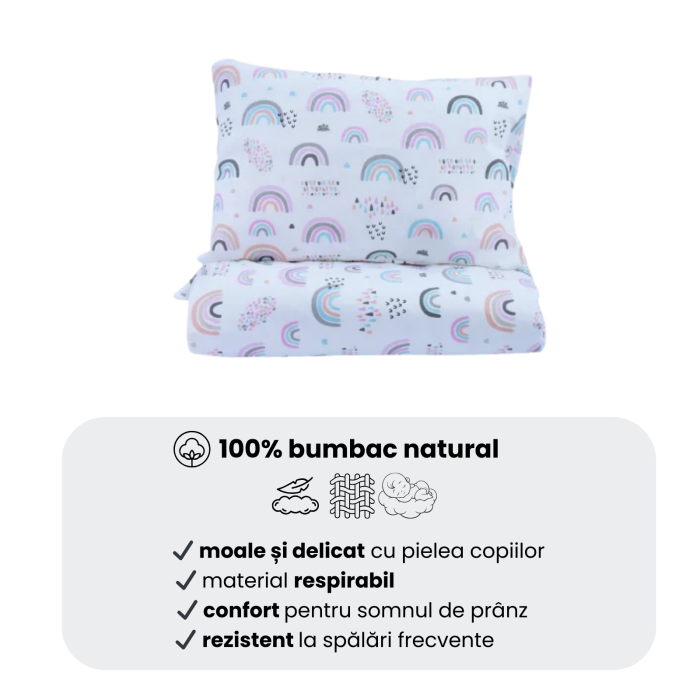 Lenjerie 5 piese pătuț creșă sau grădiniță, 120x60 cm, bumbac 100%, model Curcubee [5]