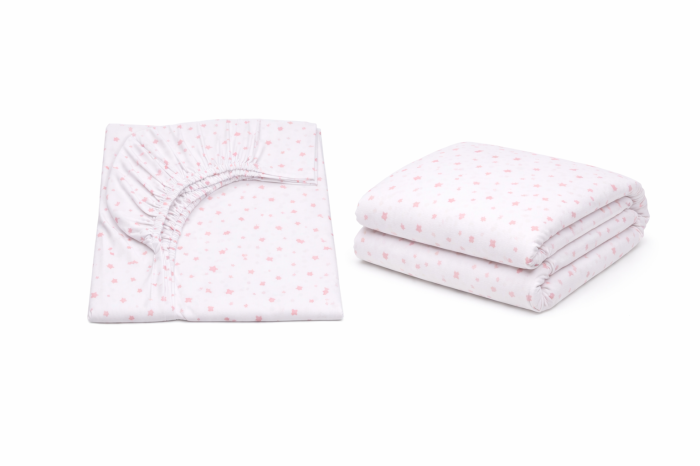 Set Lenjerie 5 piese pătuț creșă sau grădiniță, 120x60 cm, bumbac 100%, model Steluțe roz [2]