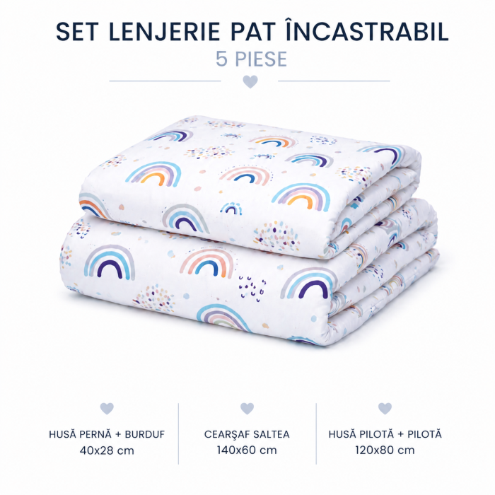 Lenjerie 5 piese patut incastrabil model curcubee colorate [3]