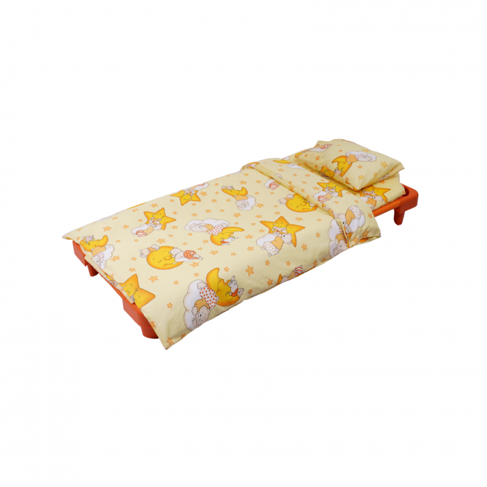 Lenjerie 5 piese patut stivuibil bumbac 100% standard, model ursuleti pe fond galben [1]