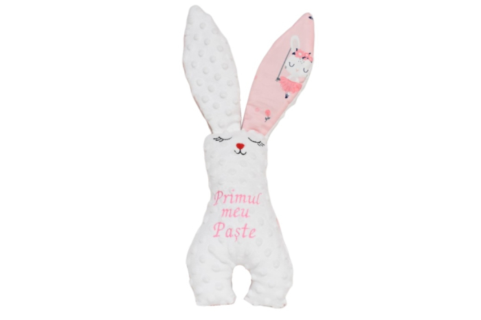 Pachet cadou bebelus Iepuras Paste , 2x scutece muselina, pernuta plata, model Unicorni [3]