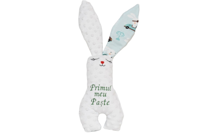 Pachet cadou Iepuras Paste si paturica model masinute in cursa si plus alb [3]