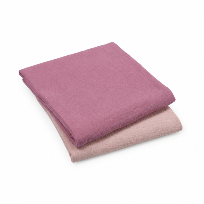 Pachet Păturică aniversară "Evenimente speciale" cu minky roz pal și Set 2 museline din bumbac organic 100% roz prăfuit și roz închis, 80x80 cm [3]