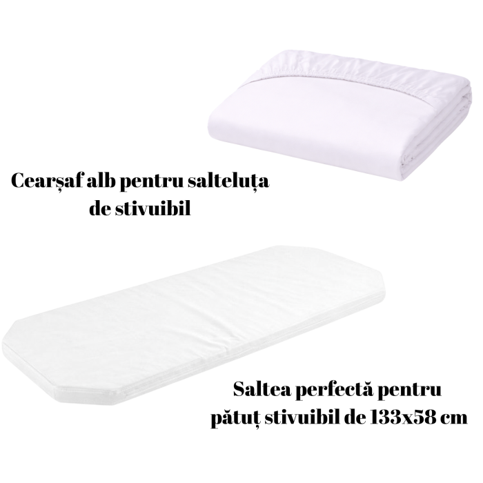Pachet Saltea patut stivuibil gradinita sau cresa + cearsaf bumbac alb - Paturica fermecata [2]