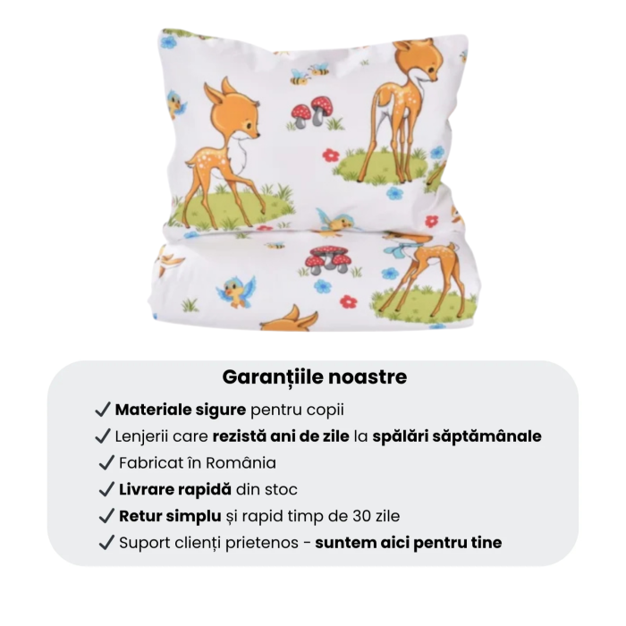 Pachet Set lenjerie 3 piese patut stivuibil model caprioare + protectie impermeabila - Paturica fermecata [5]