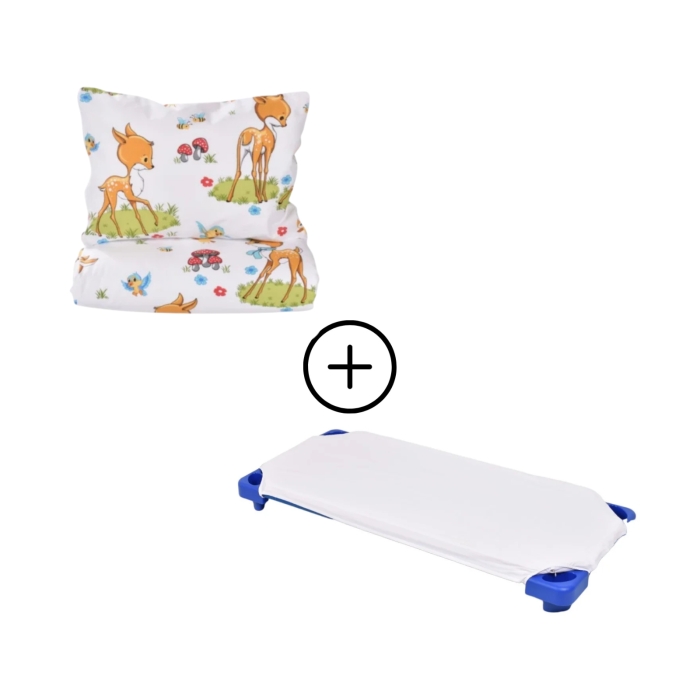 Pachet Set lenjerie 3 piese patut stivuibil model caprioare + protectie impermeabila - Paturica fermecata [2]