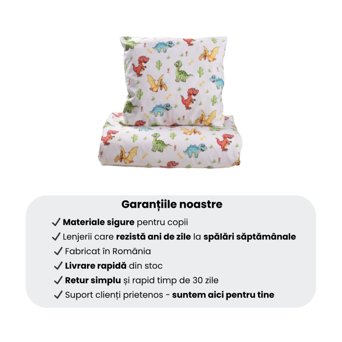 Pachet Set lenjerie 3 piese patut stivuibil model dinozauri + protectie impermeabila [5]