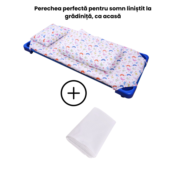 Pachet Set lenjerie 3 piese bumbac 100% pătuț stivuibil model fluturași+ protecție impermeabilă [4]