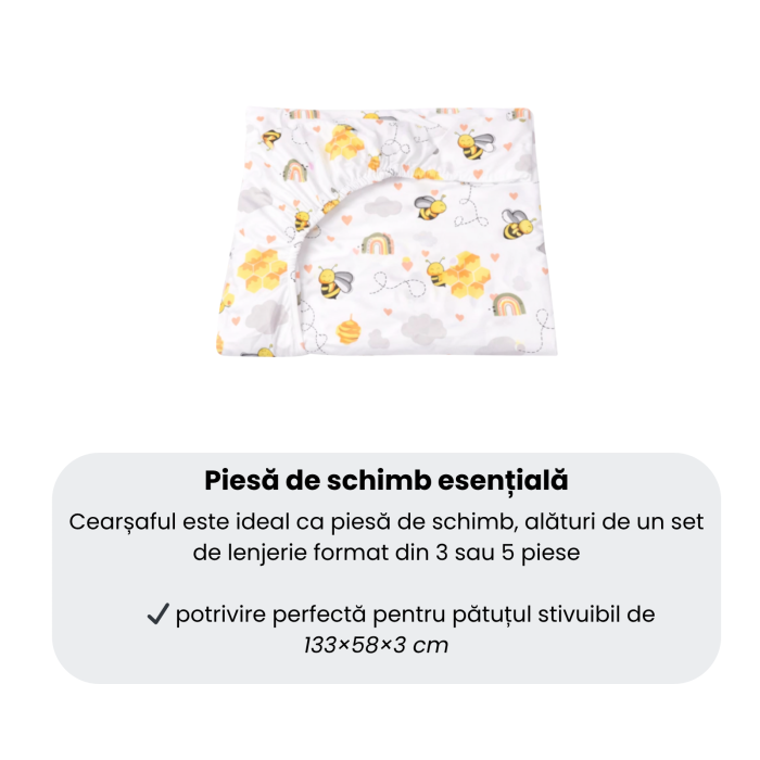 Pachet Set lenjerie 5 piese model albinute patut stivuibil + saltea patut stivuibil + protectie impermeabila [4]