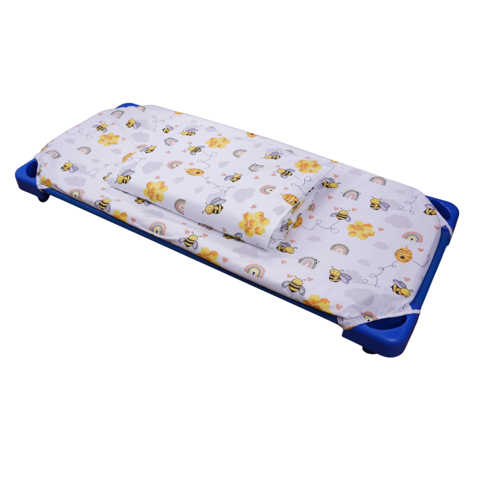 Pachet Set lenjerie 5 piese model albinute patut stivuibil + saltea patut stivuibil + protectie impermeabila [7]