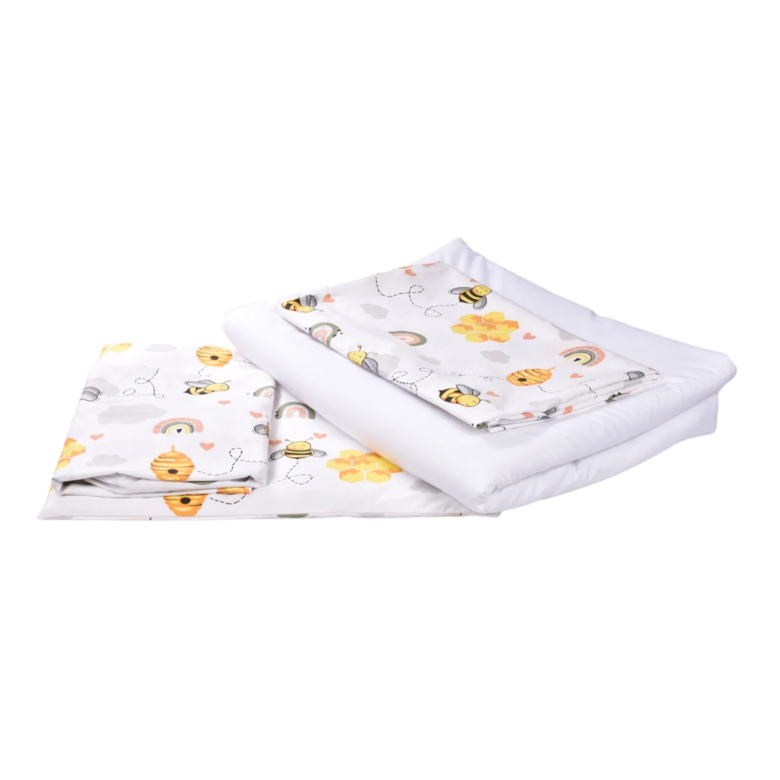 Pachet Set lenjerie 5 piese patut incastrabil model albinute + saltea patut incastrabil [4]