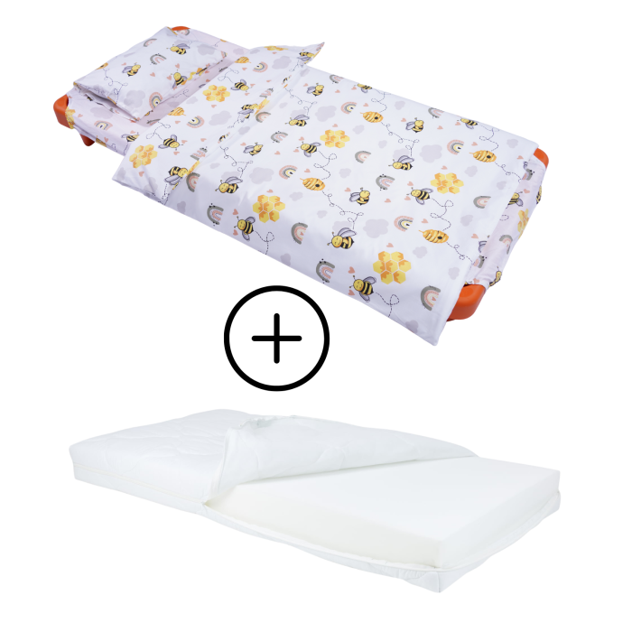 Pachet Set lenjerie 5 piese patut incastrabil model albinute + saltea patut incastrabil [3]