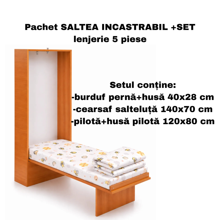 Pachet Set lenjerie 5 piese patut incastrabil model albinute + saltea patut incastrabil [2]
