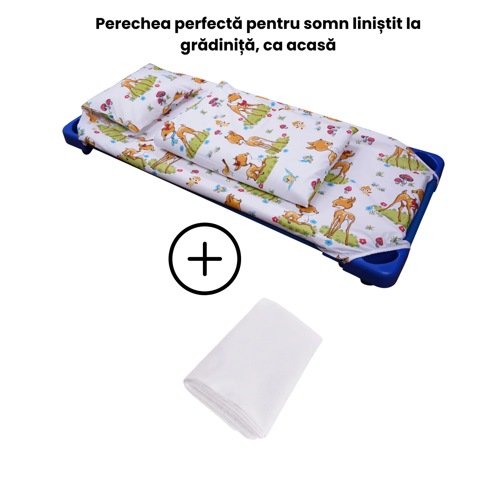 Pachet Set lenjerie 5 piese patut stivuibil model caprioare + protectie impermeabila - Paturica fermecata [4]