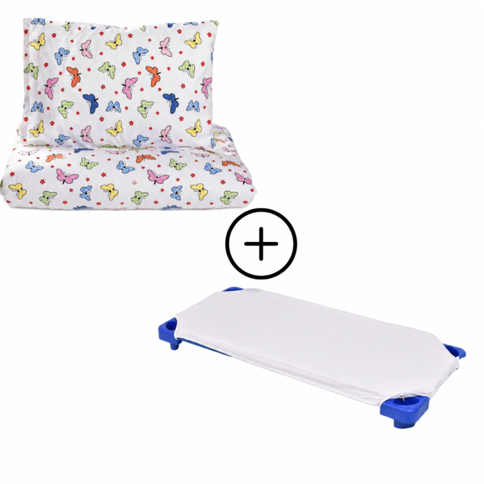 Pachet Set lenjerie 5 piese patut stivuibil model fluturasi + protectie impermeabila - Paturica fermecata [2]