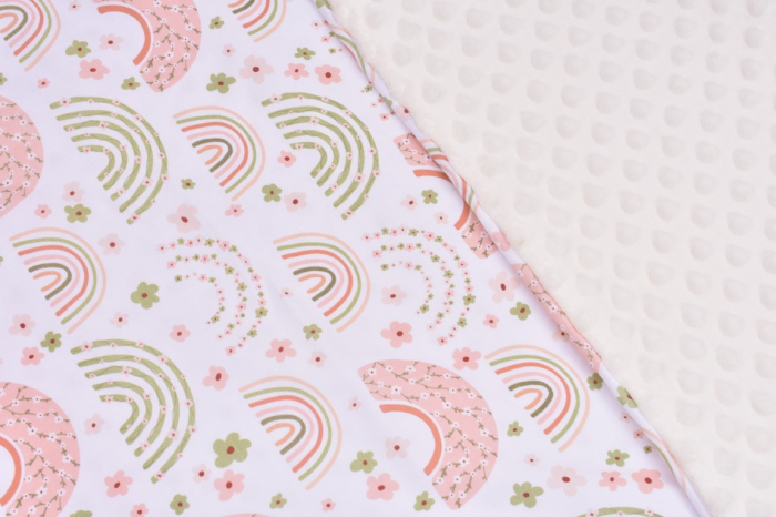 Paturica model Curcubee florale si plus minky  crem 80x100 cm [2]