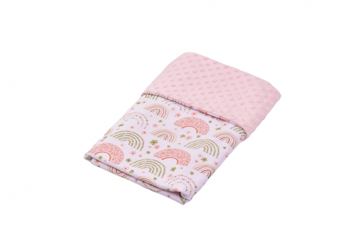 Paturica model Curcubee florale si plus minky roz pal 80x100 cm [3]