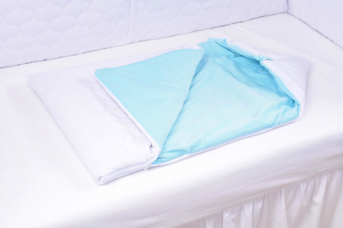 Paturica fermecata- saculet de dormit gros Velvet alb bleu [4]