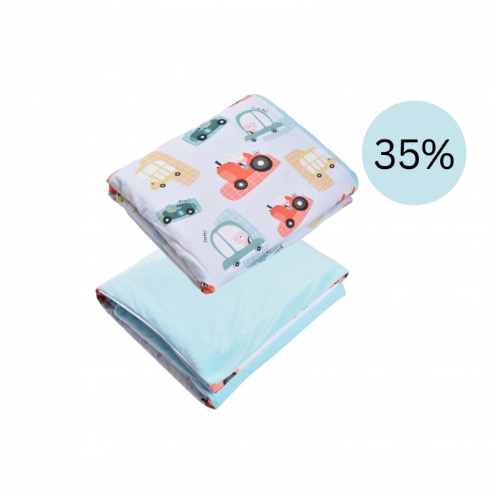 Paturica soft minky cu bumbac model masinute [6]