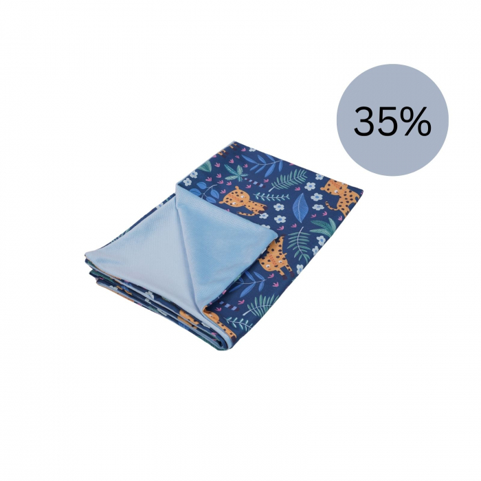 Paturica soft minky cu leut in savana si plus velvet bleu [2]
