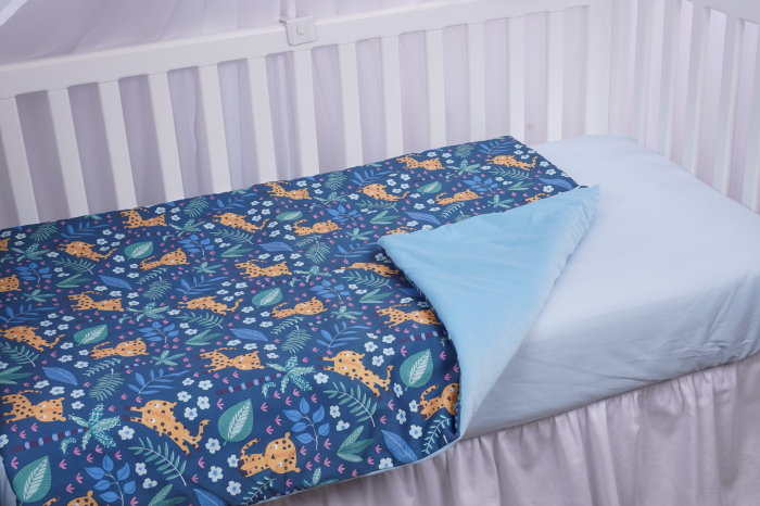 Paturica soft minky cu leut in savana si plus velvet bleu 100x140cm [3]