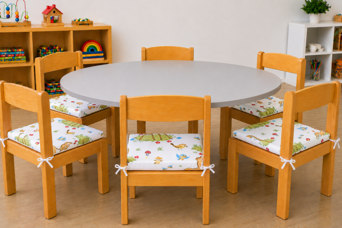 Pernuță scaun grădiniță bumbac model căprioare cu prindere șiret 28x28 cm [2]