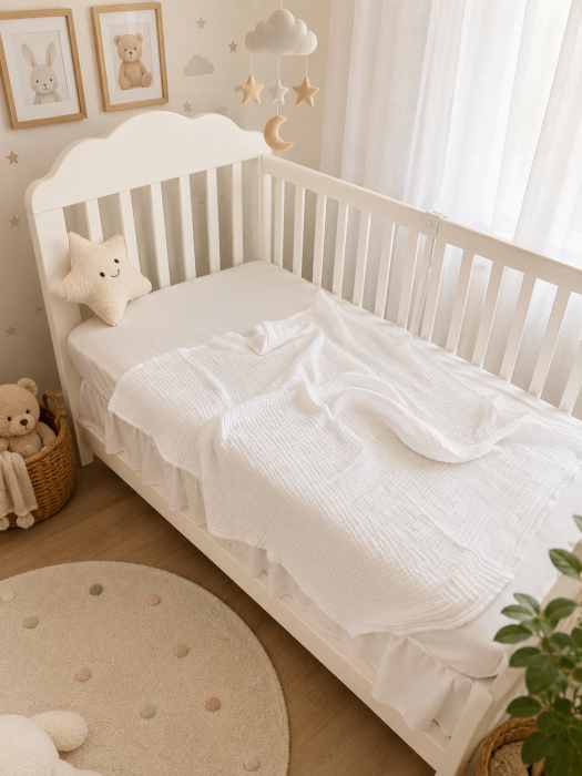 Scutec din Muselină bumbac 100%, certificat, dimensiune mare, 100x100 cm, culoare alb [5]