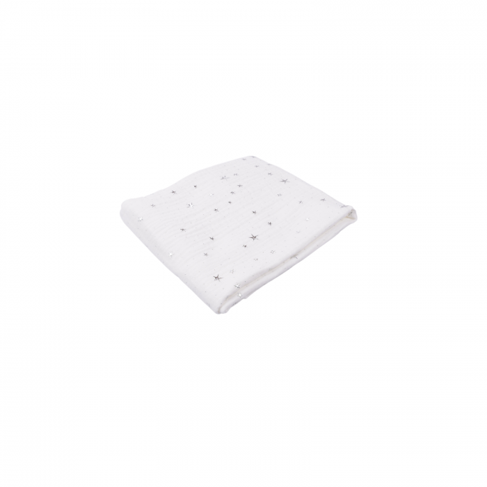 Set 2 museline din bumbac organic 100% roz si ivoire cu stelute   80x80 cm [3]