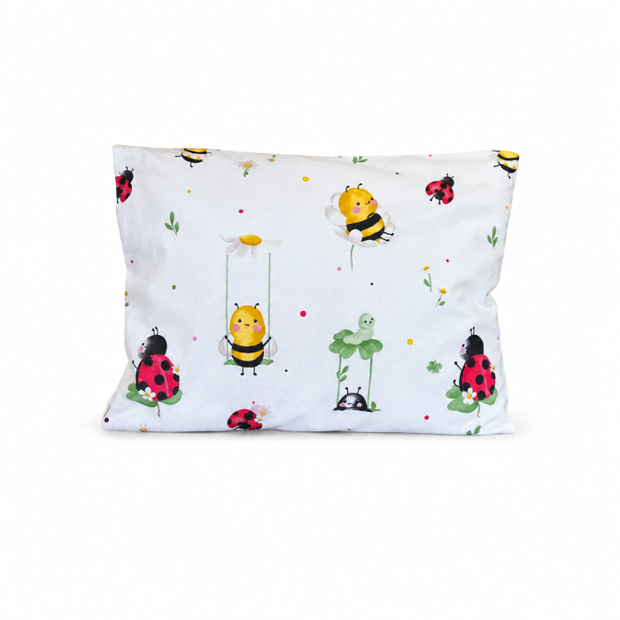Set 3 huse pernuță 40x28 cm, bumbac 100%, grădiniță sau creșă, copii – Buburuze, Albinuțe si Buburuze-albinuțe [3]